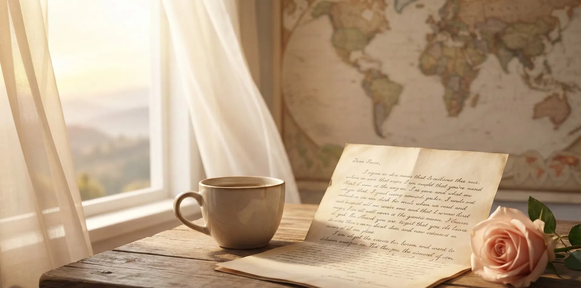 Carta manuscrita a medio escribir sobre una mesa junto a un sobre