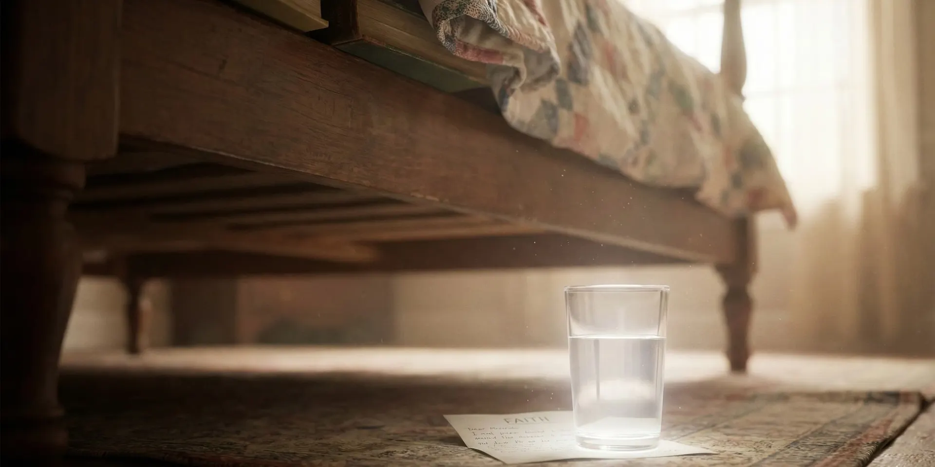 Vaso de cristal con agua sobre una estantería de madera
