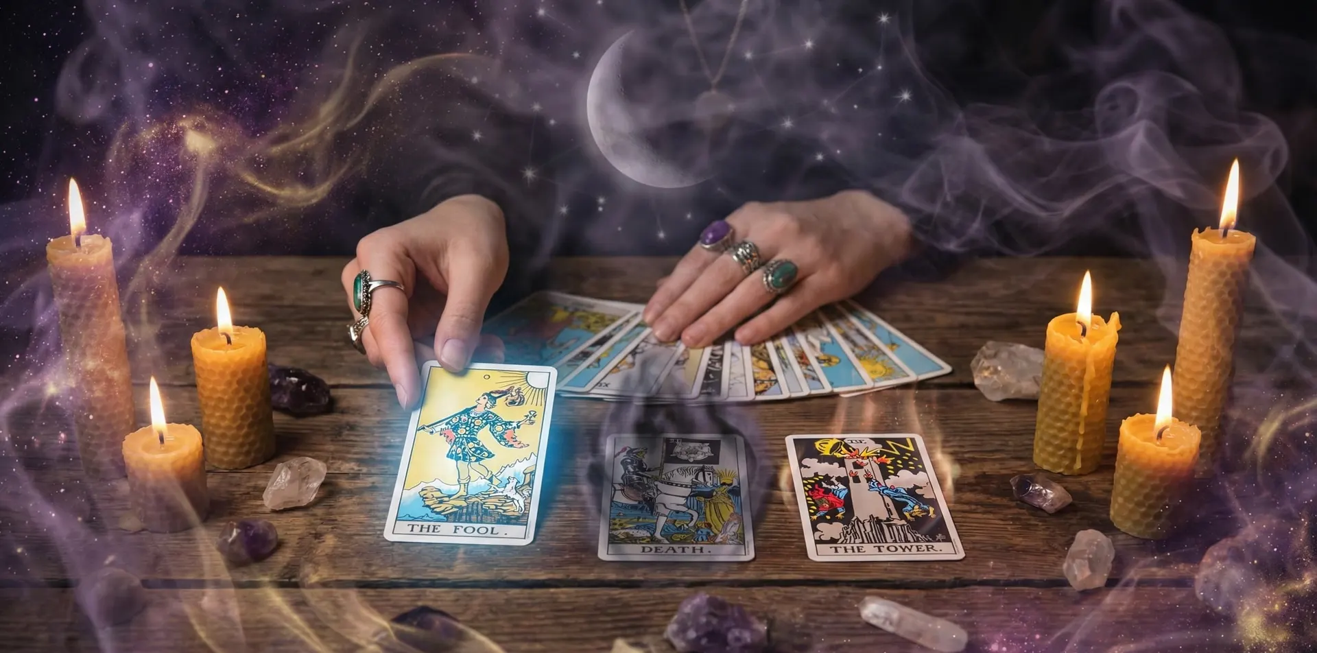 Cartas de tarot boca abajo sobre un paño oscuro