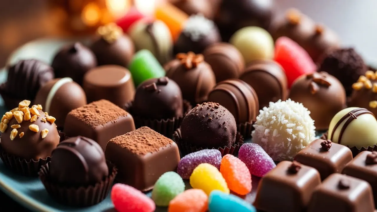 Onzas de chocolate sobre un plato de cerámica