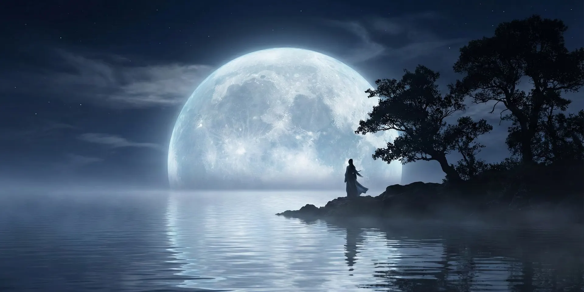 Luna llena sobre un cielo despejado