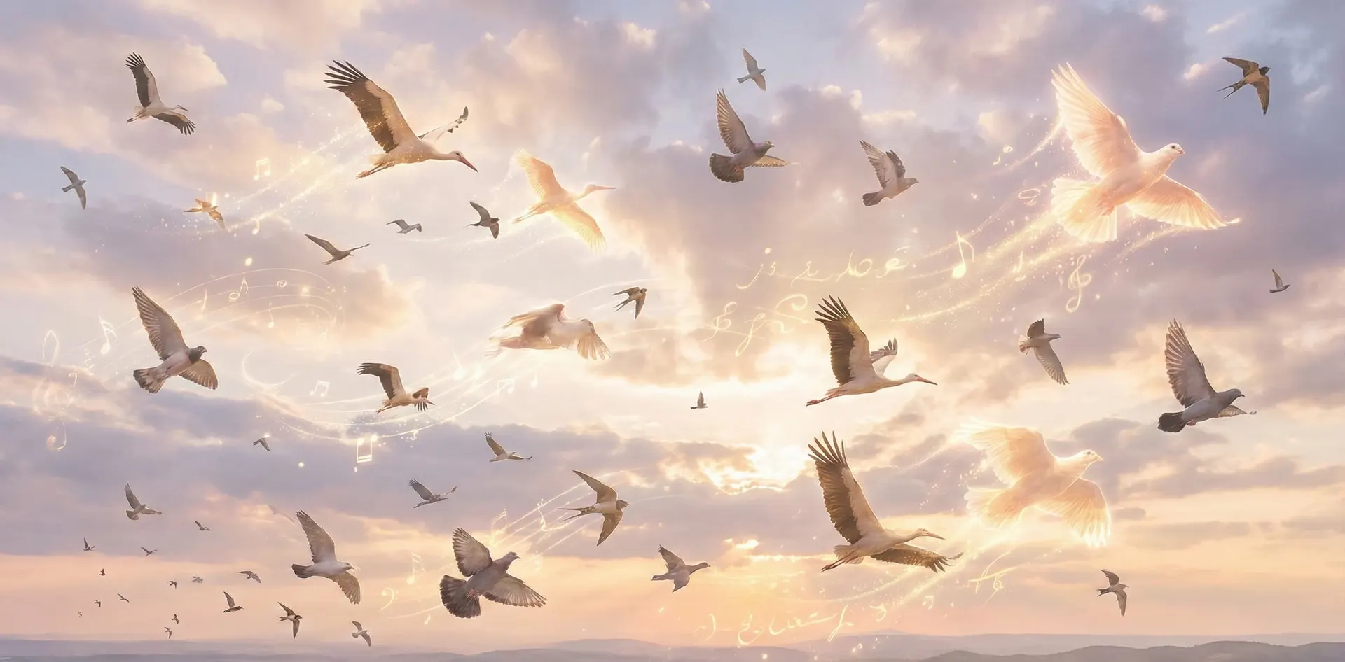 Bandada de pájaros volando en un cielo despejado