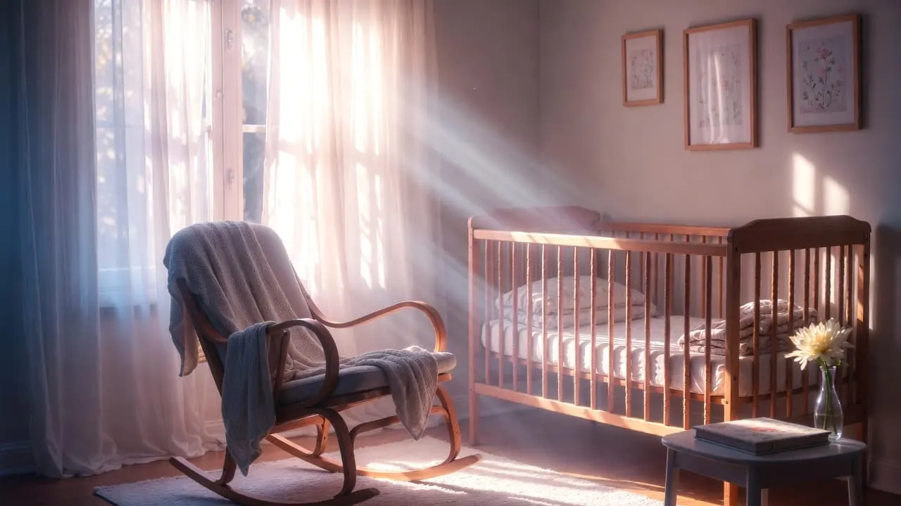 Cuna vacía en una habitación con luz tenue