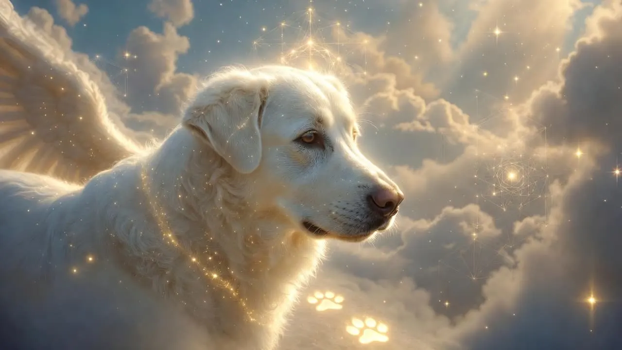 Perro blanco sentado en un camino de tierra al amanecer