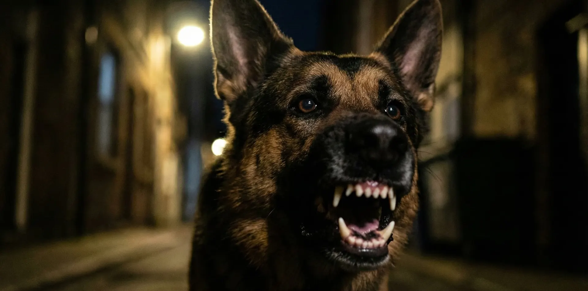 Correa de perro tirada en el suelo de un portal en penumbra