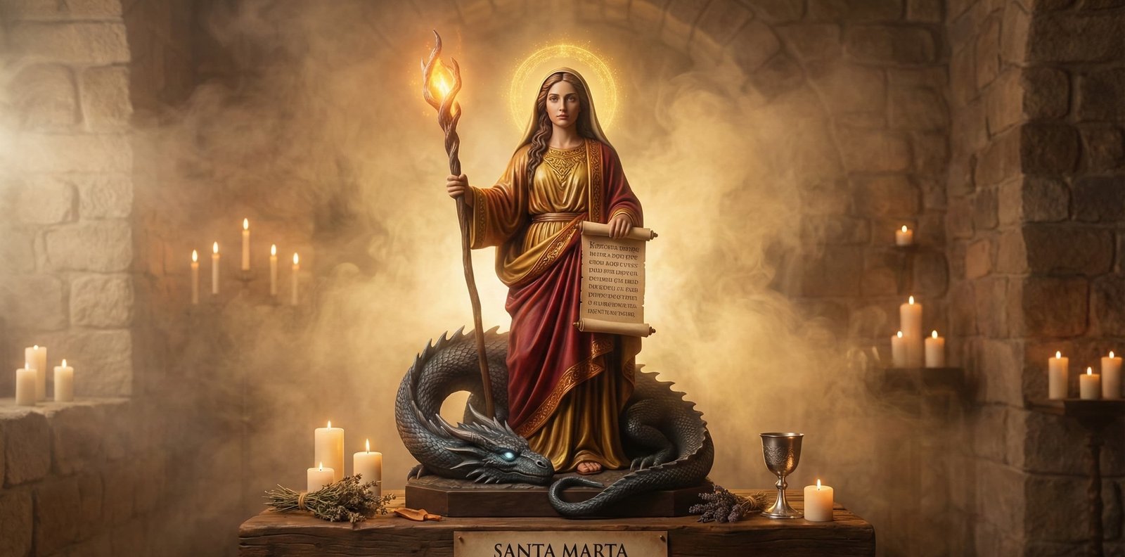 Petición a Santa Marta Dominadora: guía completa, oración y ritual (para casos difíciles)